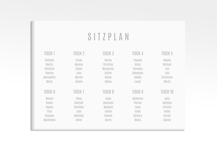 Sitzplan Leinwand Hochzeit Memory 70 x 50 cm Leinwand weiss