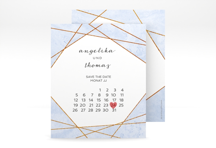 Save the Date-Kalenderblatt Asymmetry Kalenderblatt-Karte blau