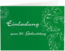 Einladung 80. Geburtstag Peter/Petra A6 Klappkarte quer gruen