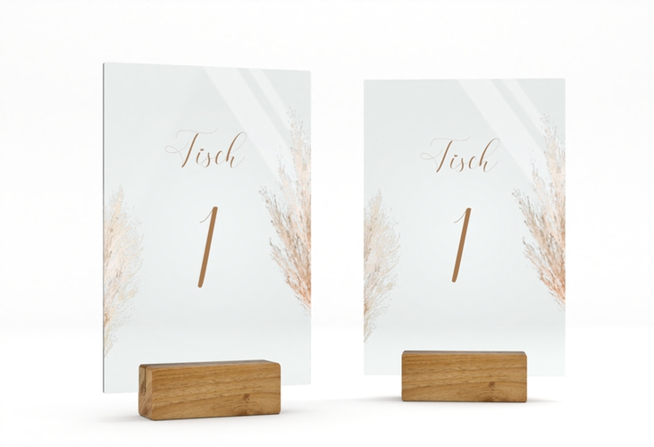Tischnummer Acryl Hochzeit Pampasgras Tischaufsteller Acryl