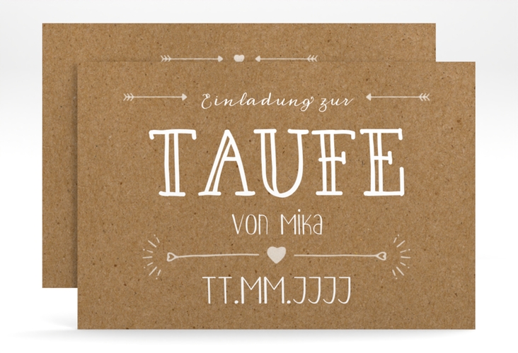 Taufeinladung Lettering A6 Karte quer Kraftpapier