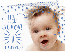 Kindergeburtstag Highlight A6 Klappkarte quer blau