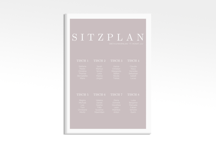 Sitzplan Leinwand Hochzeit Simply 50 x 70 cm Leinwand grau