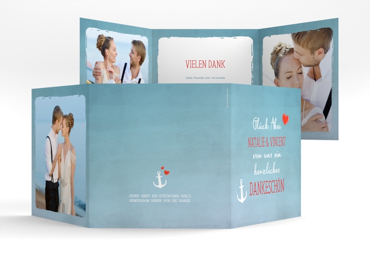 Dankeskarte Hochzeit Ehehafen quadr. Doppel-Klappkarte hochglanz
