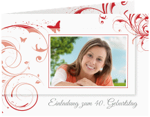 Einladung 40. Geburtstag "Papillon"
