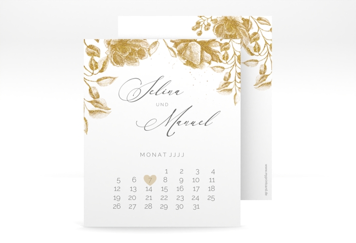 Save the Date-Kalenderblatt Blattgold Kalenderblatt-Karte gold