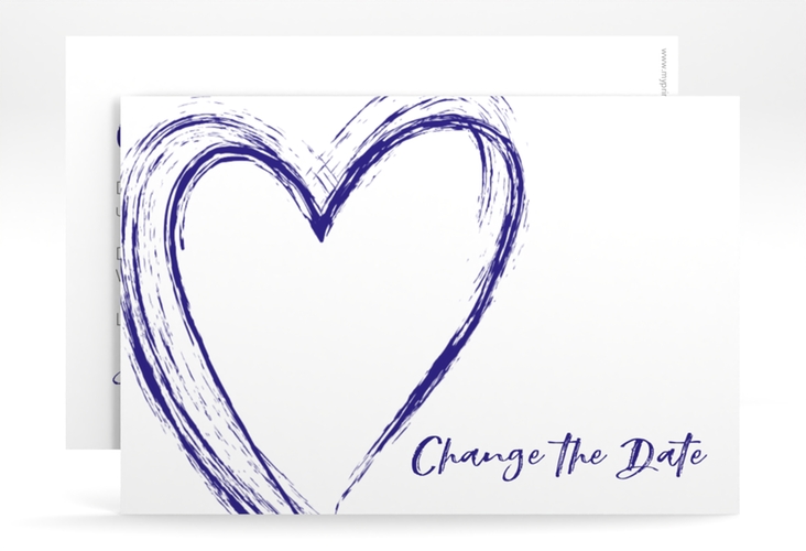 Change the Date-Karte Liebe A6 Karte quer blau hochglanz