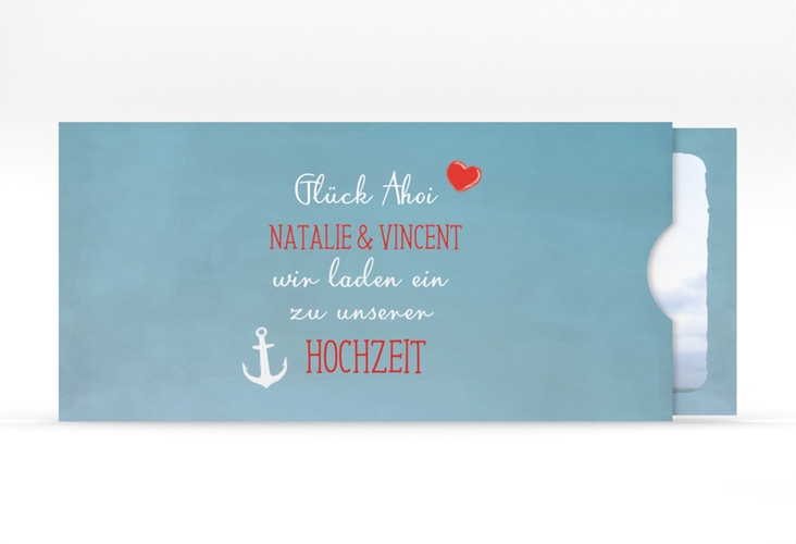 Hochzeitseinladung Ehehafen Einsteckkarte blau