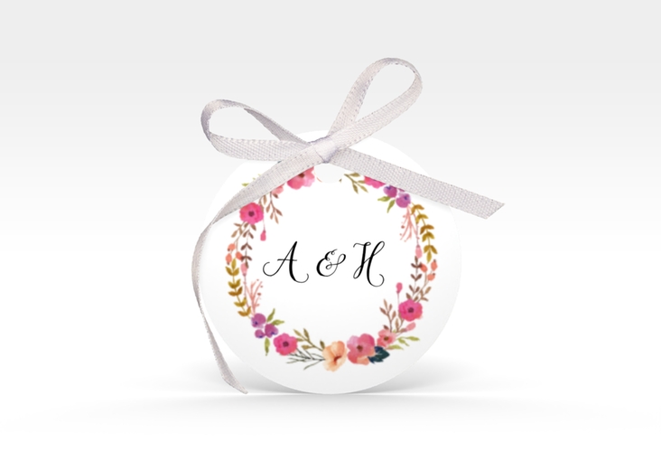 Geschenkanhänger Hochzeit Fiore Geschenkanhänger, rund weiss