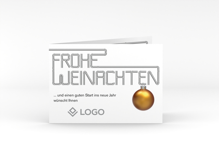Geschäftliche Weihnachtskarte Pipeline A6 Klappkarte quer weiss