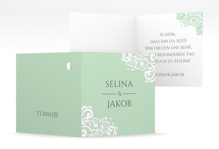 Geschenkanhänger Hochzeit Vintage Geschenkanhänger 10er Set mint mit floraler Spitze
