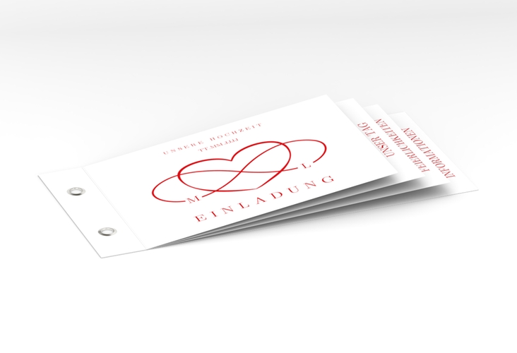 Hochzeitseinladung Infinity Booklet rot