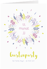 Party Einladungskarte Gartenparty A6 Klappkarte hoch weiss