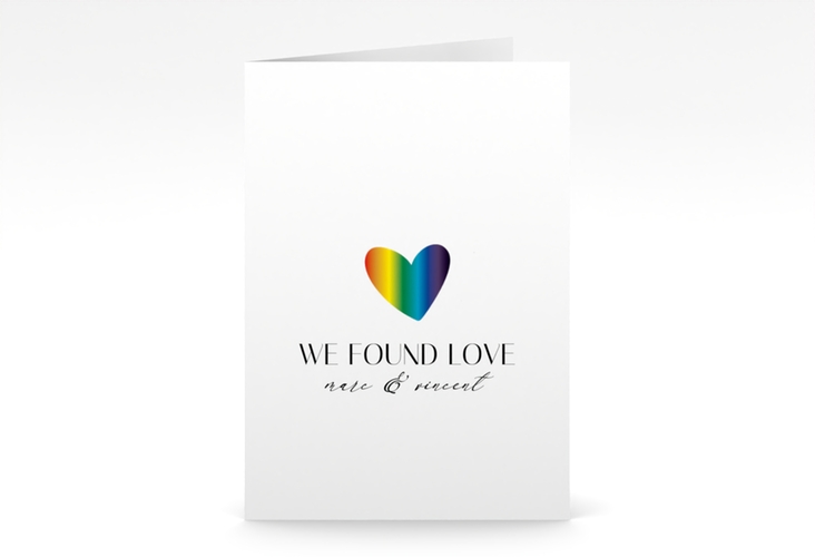 Einladungskarte Hochzeit Liebesbote A6 Klappkarte hoch bunt hochglanz