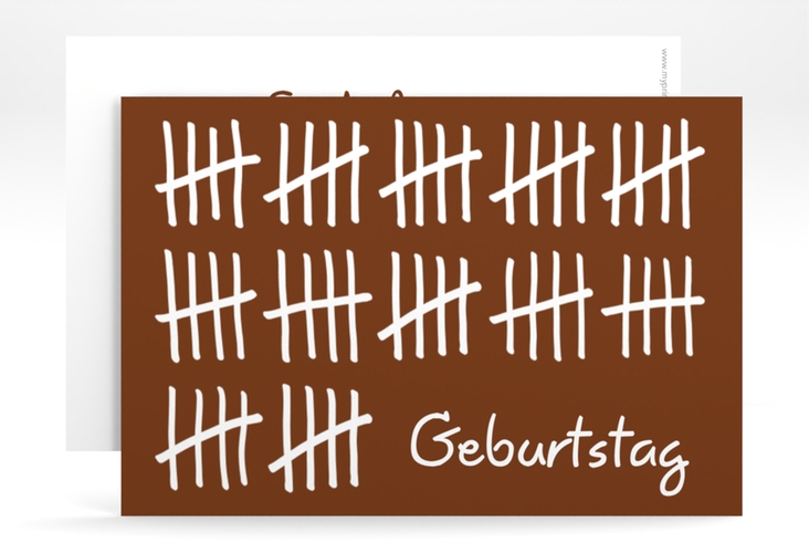 Einladung 60. Geburtstag Strichliste A6 Karte quer braun