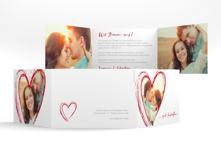 Hochzeitseinladung Liebe A6 Doppel-Klappkarte