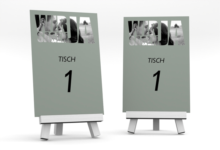 Tischnummer Hochzeit Letters Tischaufsteller gruen