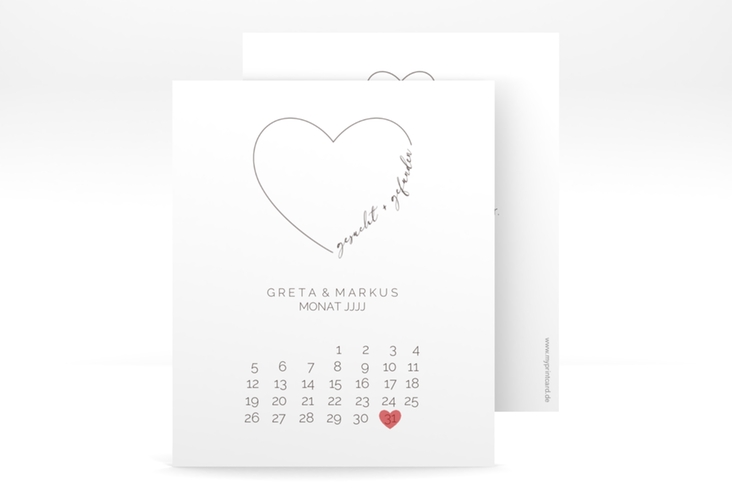 Save the Date-Kalenderblatt Lebenstraum Kalenderblatt-Karte weiss hochglanz