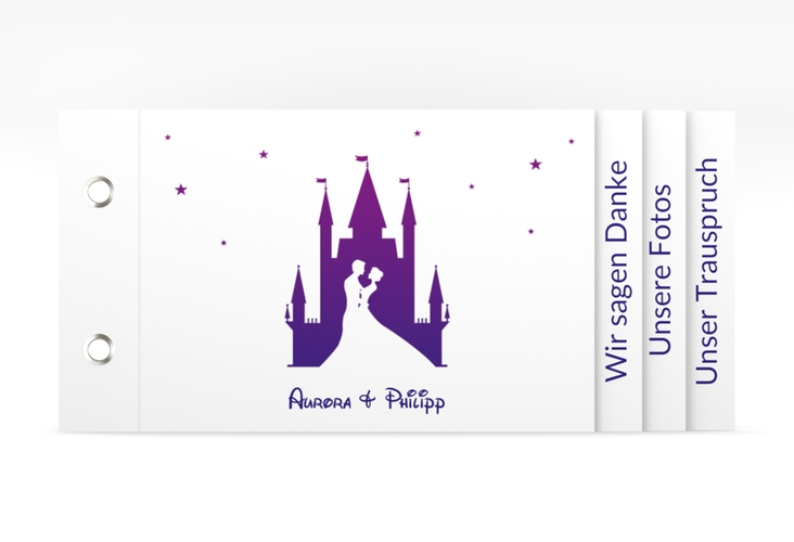 Danksagungskarte Hochzeit Castle Booklet lila hochglanz