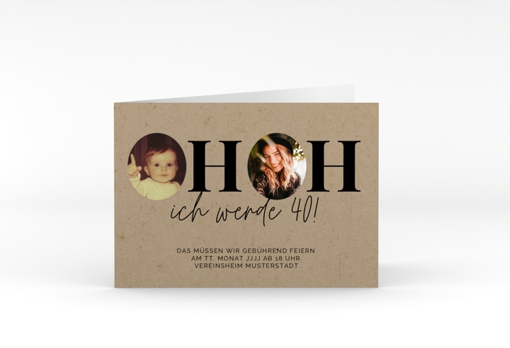 Einladung 40. Geburtstag Hoppla A6 Klappkarte quer