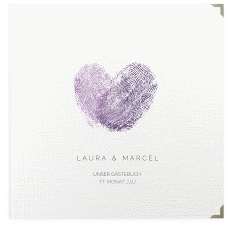 Klick: Details zu Gästebuch Selection Hochzeit "Fingerprint" anzeigen Gästebuch Selection Hochzeit Fingerprint Leinen-Hardcover lila schlicht mit Fingerabdruck-Motiv