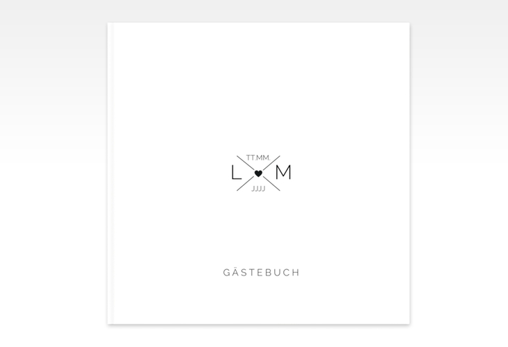 Gästebuch Creation Initials 20 x 20 cm, Hardcover schwarz mit Initialen im minimalistischen Design