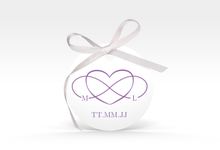 Geschenkanhänger Hochzeit Infinity Geschenkanhänger, rund lila hochglanz