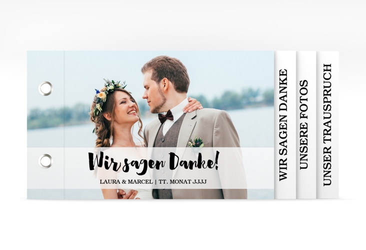 Danksagungskarte Hochzeit "Mirage" Booklet weiss