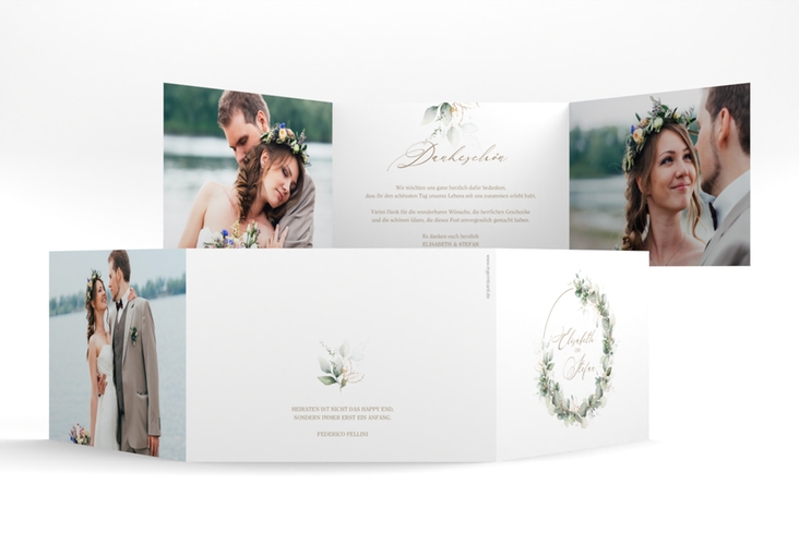 Danksagungskarte Hochzeit Selvatica A6 Doppel-Klappkarte mit Eukalyptus-Kranz