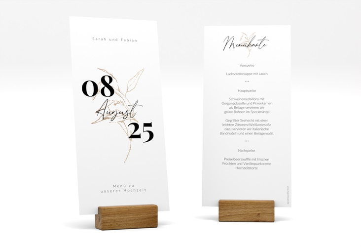 Menükarte Hochzeit Seed lange Karte hoch weiss