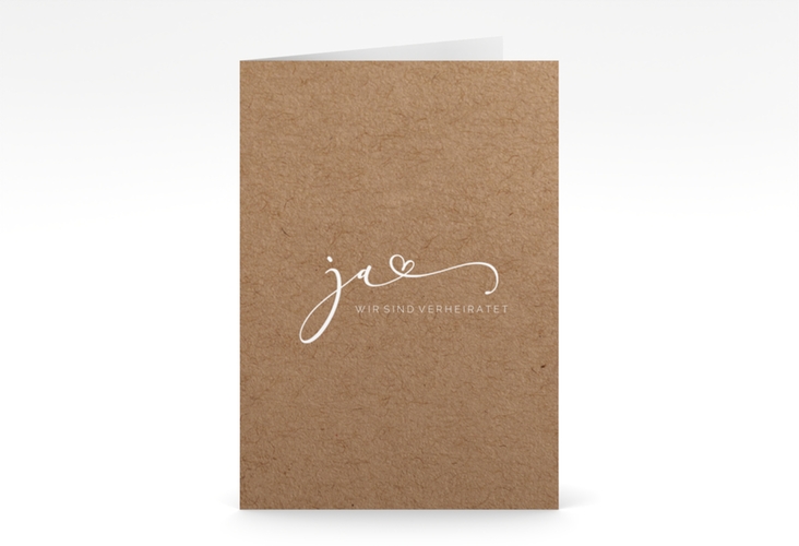 Danksagungskarte Hochzeit Jawort A6 Klappkarte hoch Kraftpapier hochglanz modern minimalistisch mit veredelter Aufschrift