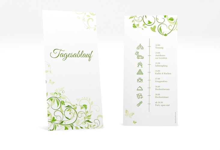 Tagesablauf Hochzeit Lilly lange Karte hoch gruen