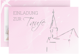 Klick: Details zu Taufeinladung "Church" anzeigen Taufeinladung Church A6 Karte quer rosa