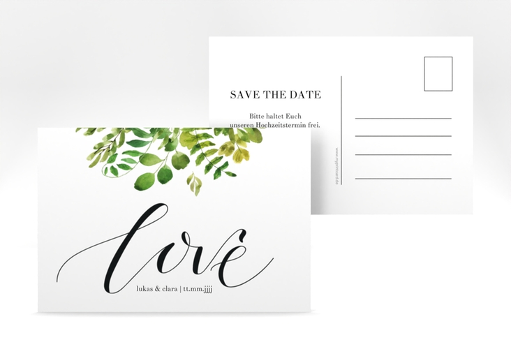 Save the Date-Postkarte Botany A6 Postkarte weiss