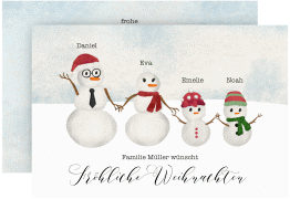 Klick: Details zu Weihnachtskarte "Schneemann Familie" anzeigen Weihnachtskarte Schneemann Familie