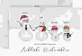 Weihnachtskarte Schneemann Familie A6 Karte quer bunt für Weihnachtsgrüße mit Familienfoto