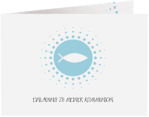 Kommunionseinladung Oratio A6 Klappkarte quer blau