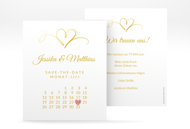 Save the Date-Kalenderblatt Envie Kalenderblatt-Karte gold hochglanz