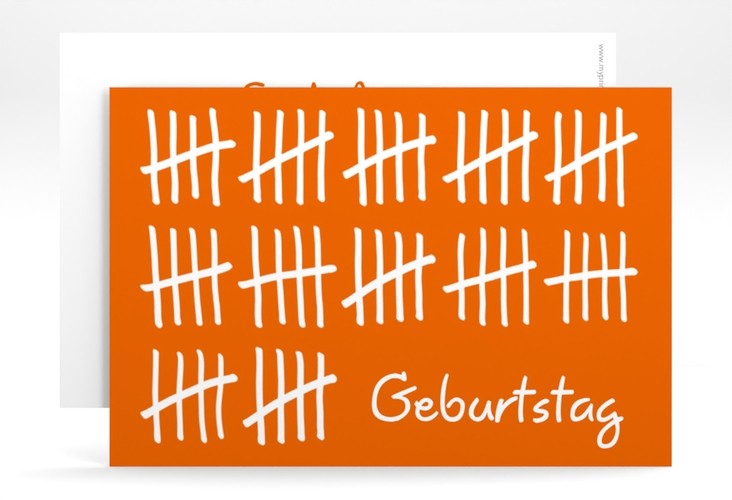 Einladung 60. Geburtstag Strichliste A6 Karte quer orange