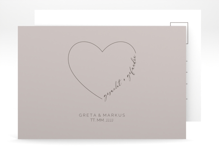 Antwortkarte Hochzeit Lebenstraum A6 Postkarte grau