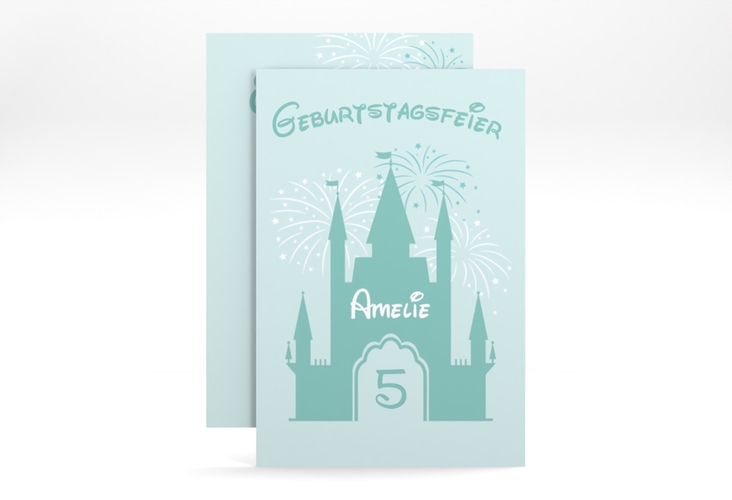 Einladungskarte Kindergeburtstag Schloss A6 Karte hoch mint hochglanz