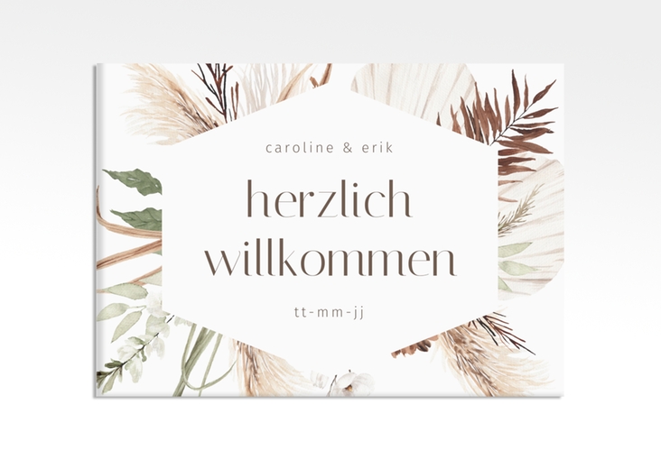 Willkommensschild Leinwand Bohemian 70 x 50 cm Leinwand weiss