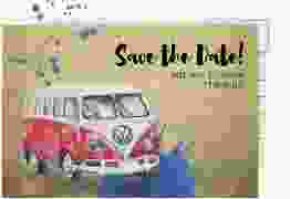 Save the Date-Postkarte Bulli A6 Postkarte beige