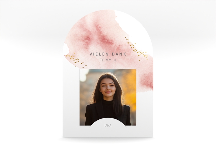 Danksagung Jugendweihe Sacramento mittlere Bogen-Karte + Foto rosa