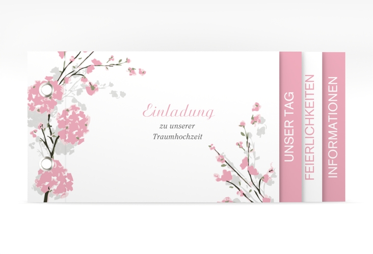 Hochzeitseinladung Salerno Booklet rosa hochglanz