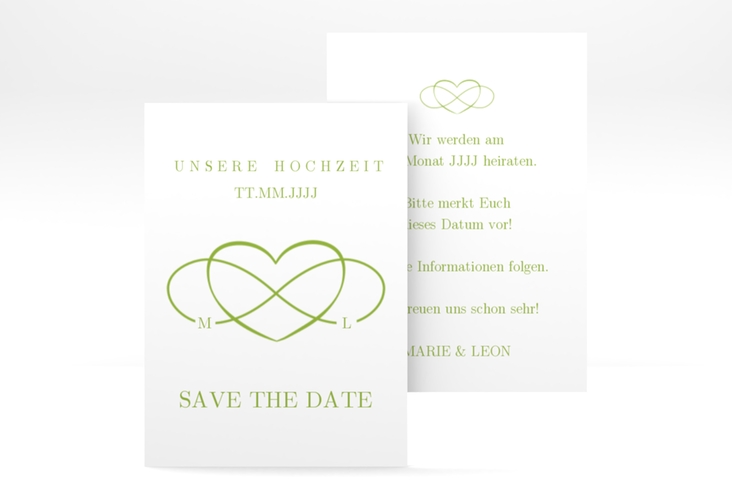 Save the Date-Visitenkarte Infinity Visitenkarte hoch gruen