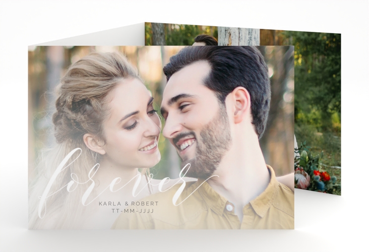 Hochzeitseinladung Promise A6 Doppel-Klappkarte weiss hochglanz