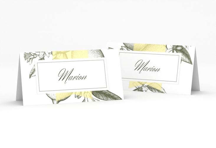 Tischkarte Hochzeit Lemon Tischkarten mit mediterranem Zitronen-Kupferstich