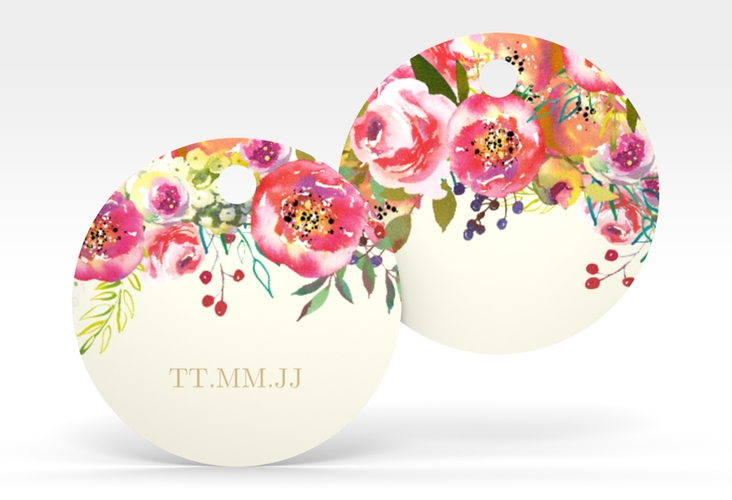 Geschenkanhänger Hochzeit Flowerbomb Geschenkanhänger, rund