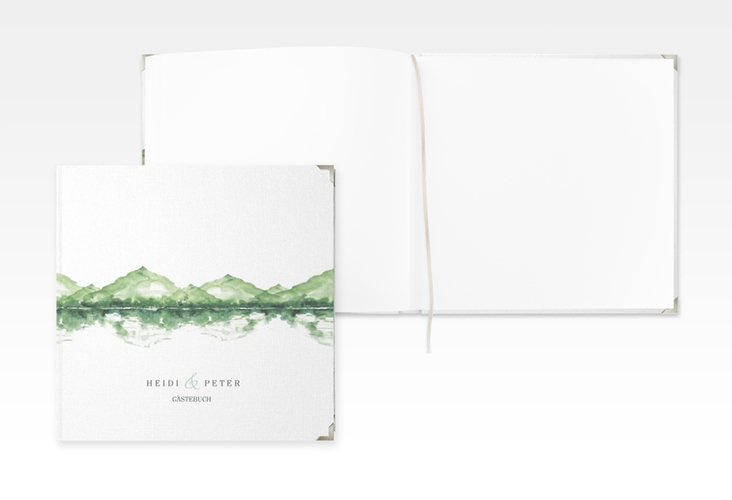 Gästebuch Selection Hochzeit Bergliebe Leinen-Hardcover gruen mit Gebirgspanorama für Berghochzeit